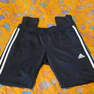Adidas Women's s Black Joggers with White Stripes Size Medium